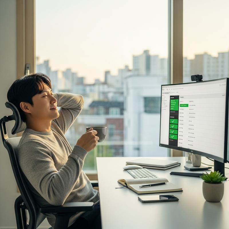 자동등록 도입 후 여유가 생긴 한국 1688 셀러의 모던 홈오피스